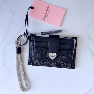 JUICY COUTURE Wallet Bracelet Tab Card Case with Crystal Strap - Black